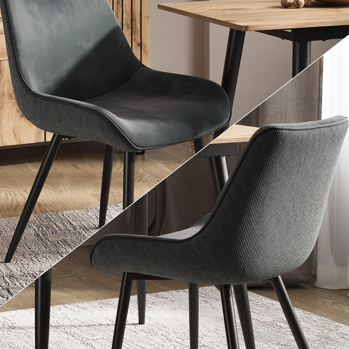 JÍDELNÍ ŽIDLE Eleganza Antracit - antracitová, kov (53.5/85/59cm) - Vicco