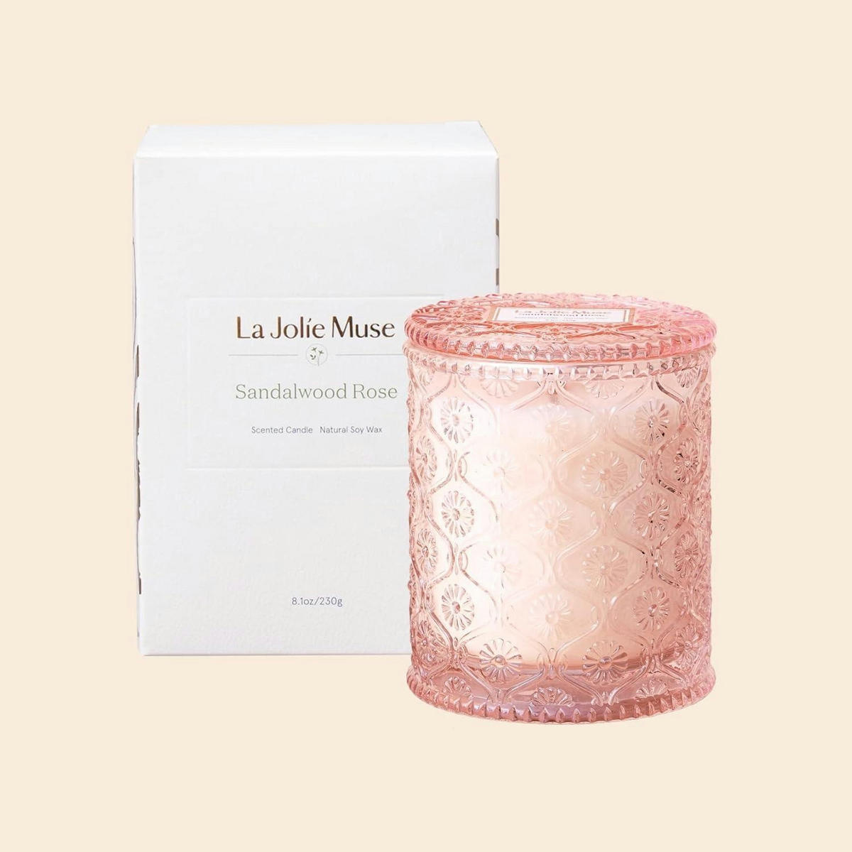 DUFTKERZE im Glas Rose Sandelholz 170g - Rosa, Glas (9cm)