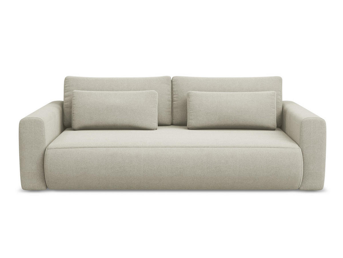 3-SITZER SOFA mit Schlaffunktion Strukturstoff Stoff Beige - Beige/Creme, Kunststoff/Textil (238/82/105cm) - Makamii