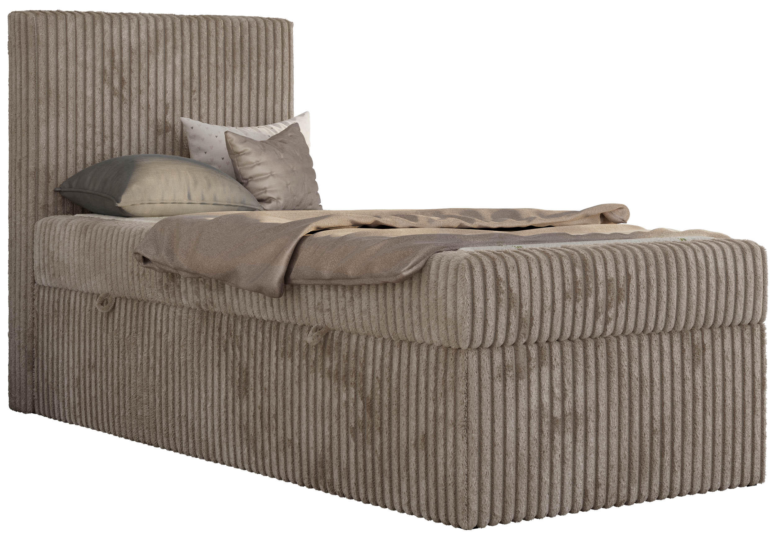 JUGENDBETT TILIO 90/200 - Hellbraun - H3 - Links Seite - Hellbraun, Textil (90/200cm) - MKS