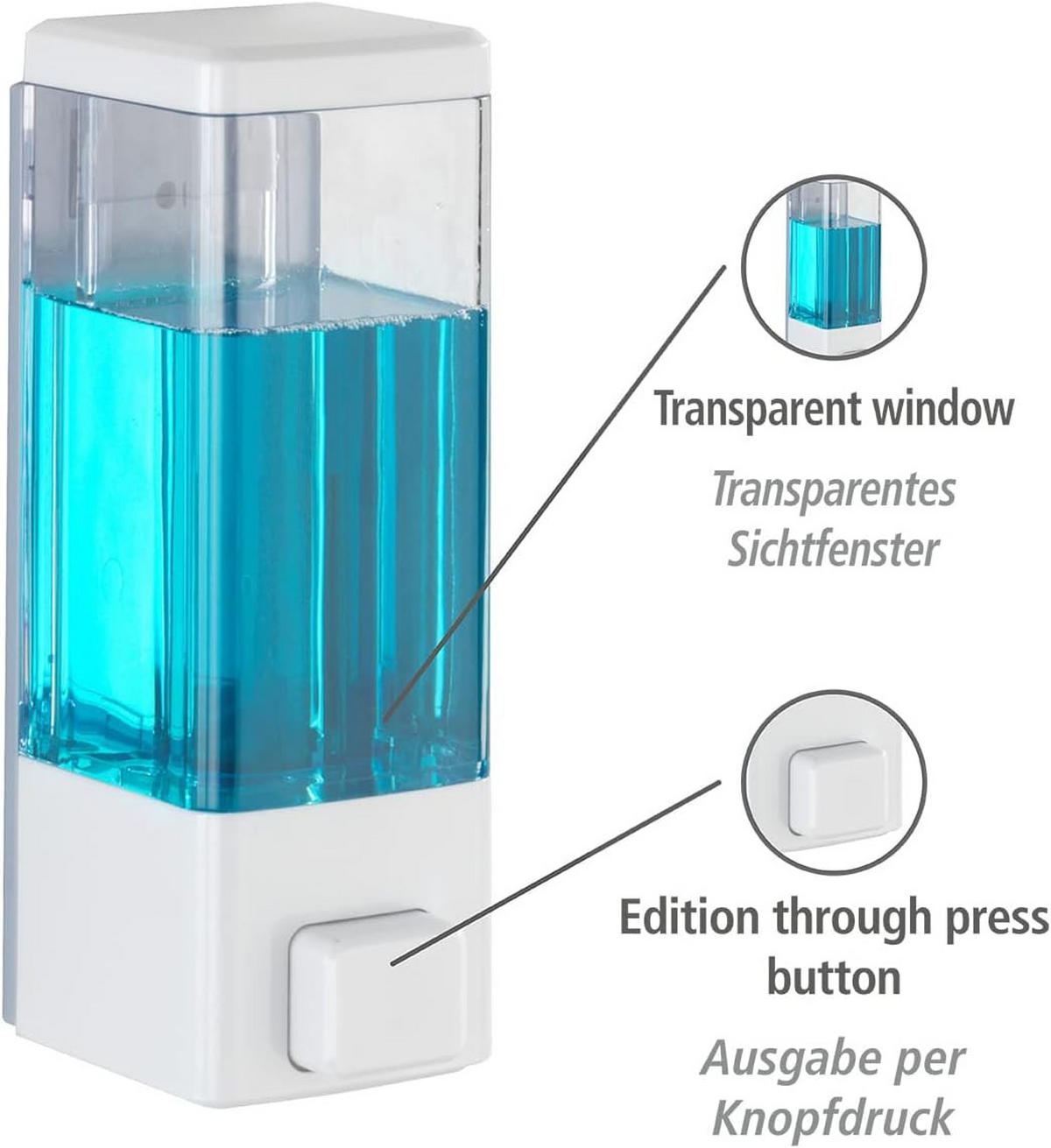 SEIFENSPENDER , und Wasserspender, hygienischer Wandspender - Weiß, Kunststoff (7.5/18.3/5.8cm) - BELZ