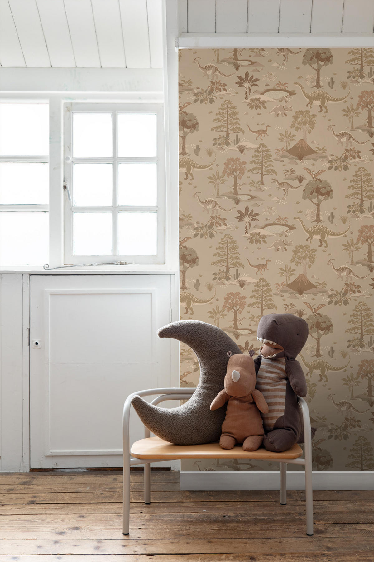 TAPETE Dinosaurier 50 x 900 cm - Braun, Papier (50/0.1cm) - ESTAhome