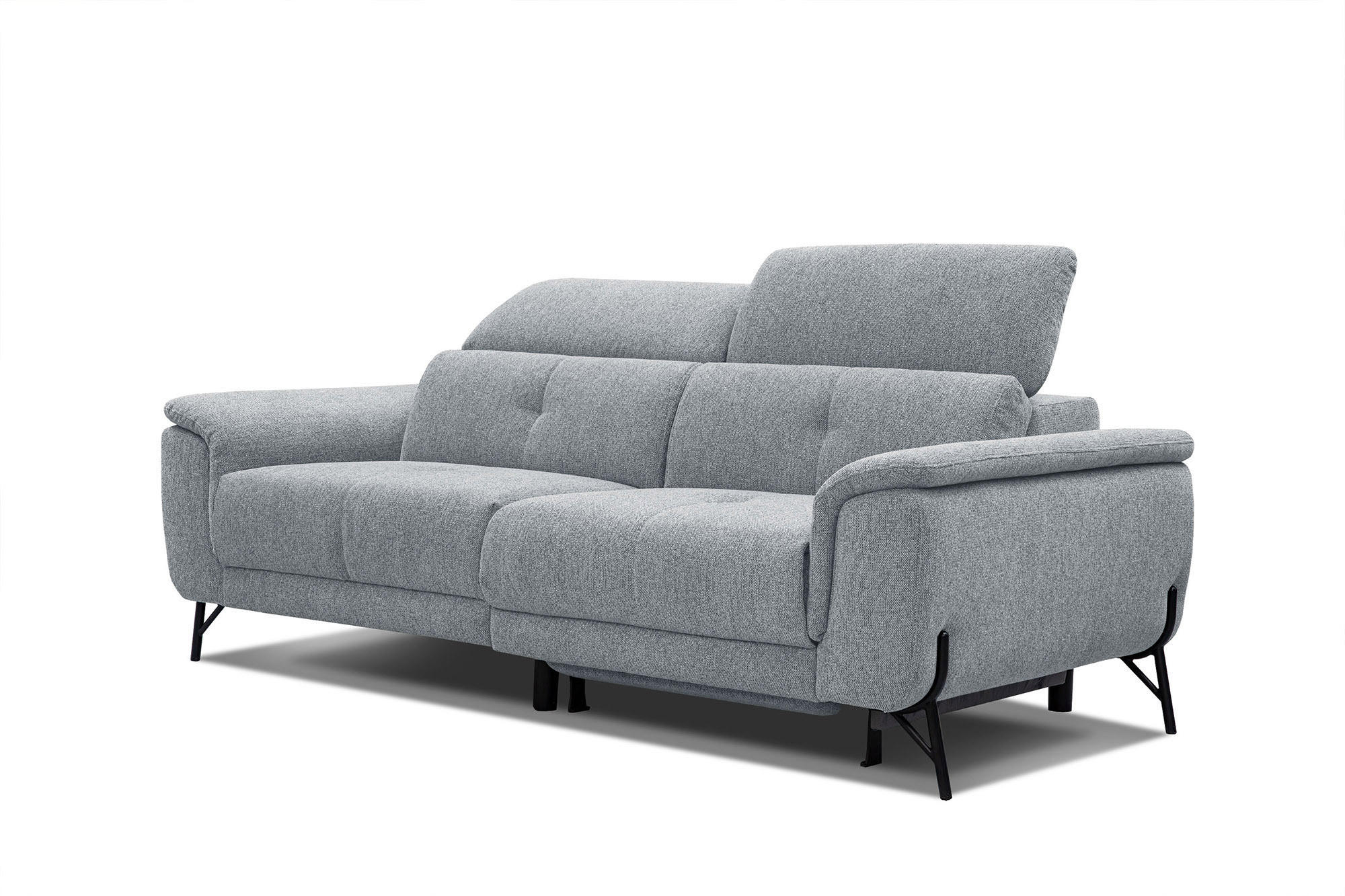 SOFA AVENA 3-Sitzer mit 1 Relaxfunktion, silberfarben - Silberfarben, Holzwerkstoff/Textil (204/80/108cm) - Courtois Laville
