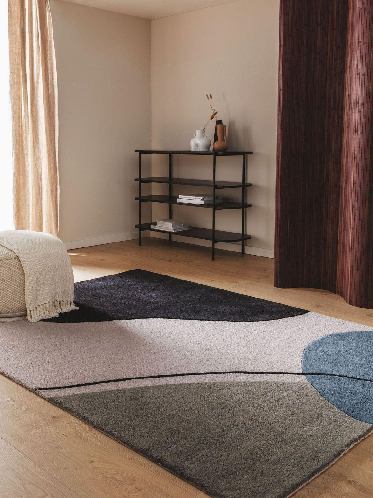 TEPPICH Wollteppich Kyoto Bunt - Multicolor, Textil (120/1cm) - KUNSTLOFT