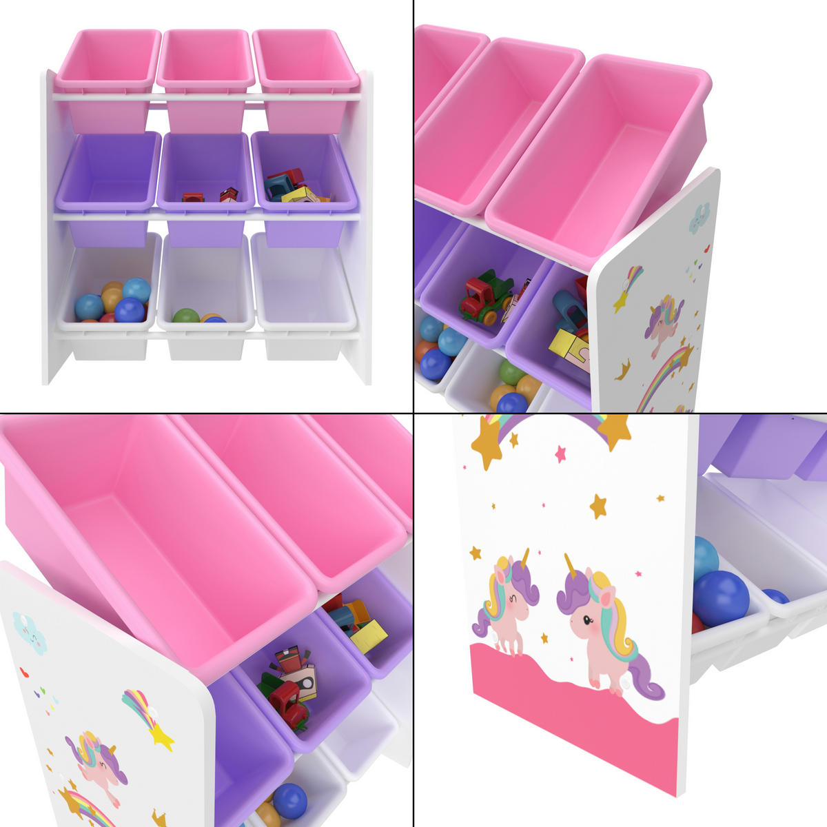 KINDERREGAL Muxía - Lila/Weiß, Holzwerkstoff/Kunststoff (62/60/26.5cm) - [en.casa]