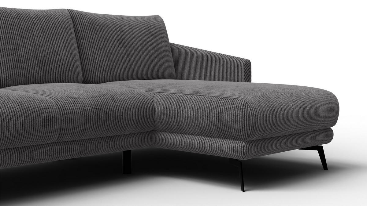 ECKSOFA VILT 3-Sitzer, dunkelgrau - Dunkelgrau/Schwarz, Holzwerkstoff/Textil (221/156cm) - Courtois Laville