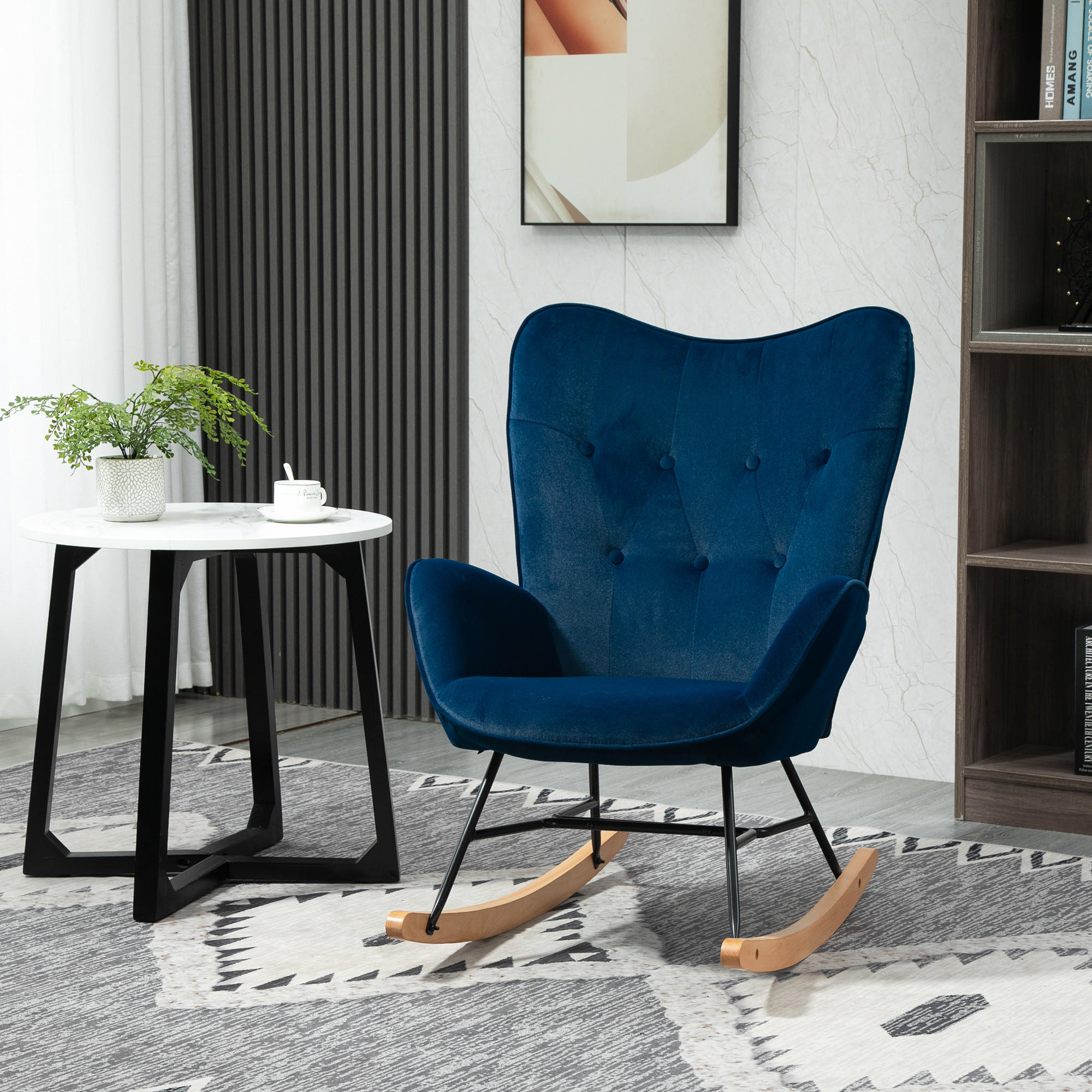 Thumbnail - Homcom Schaukelstuhl,, Blau, Textil, 70x96x65 cm, Wohnzimmer, Sessel, Schaukelstühle