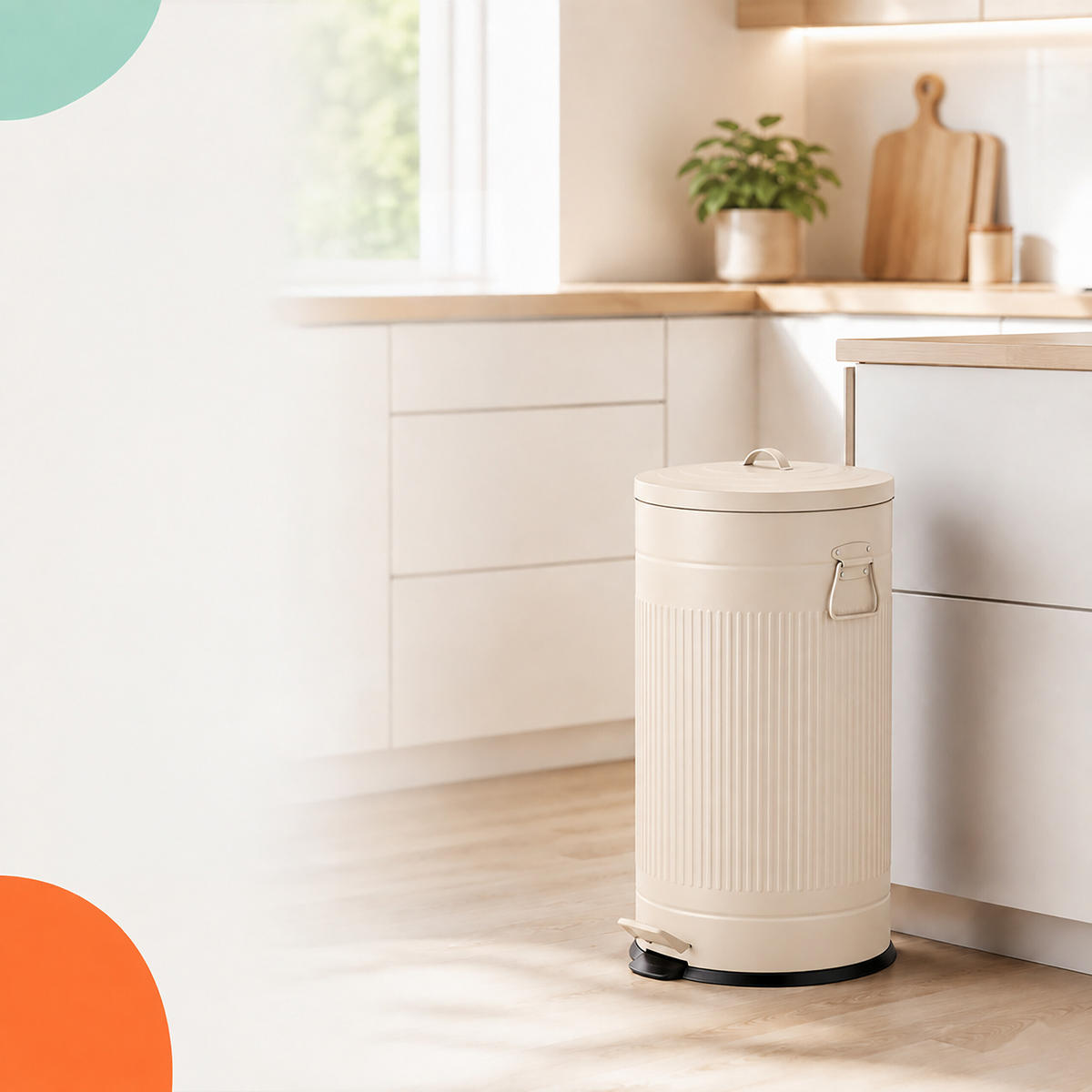 MÜLLEIMER Beige Treteimer Soft-Close 40 l - Beige, Kunststoff/Metall (35/67/35cm) - Relaxdays