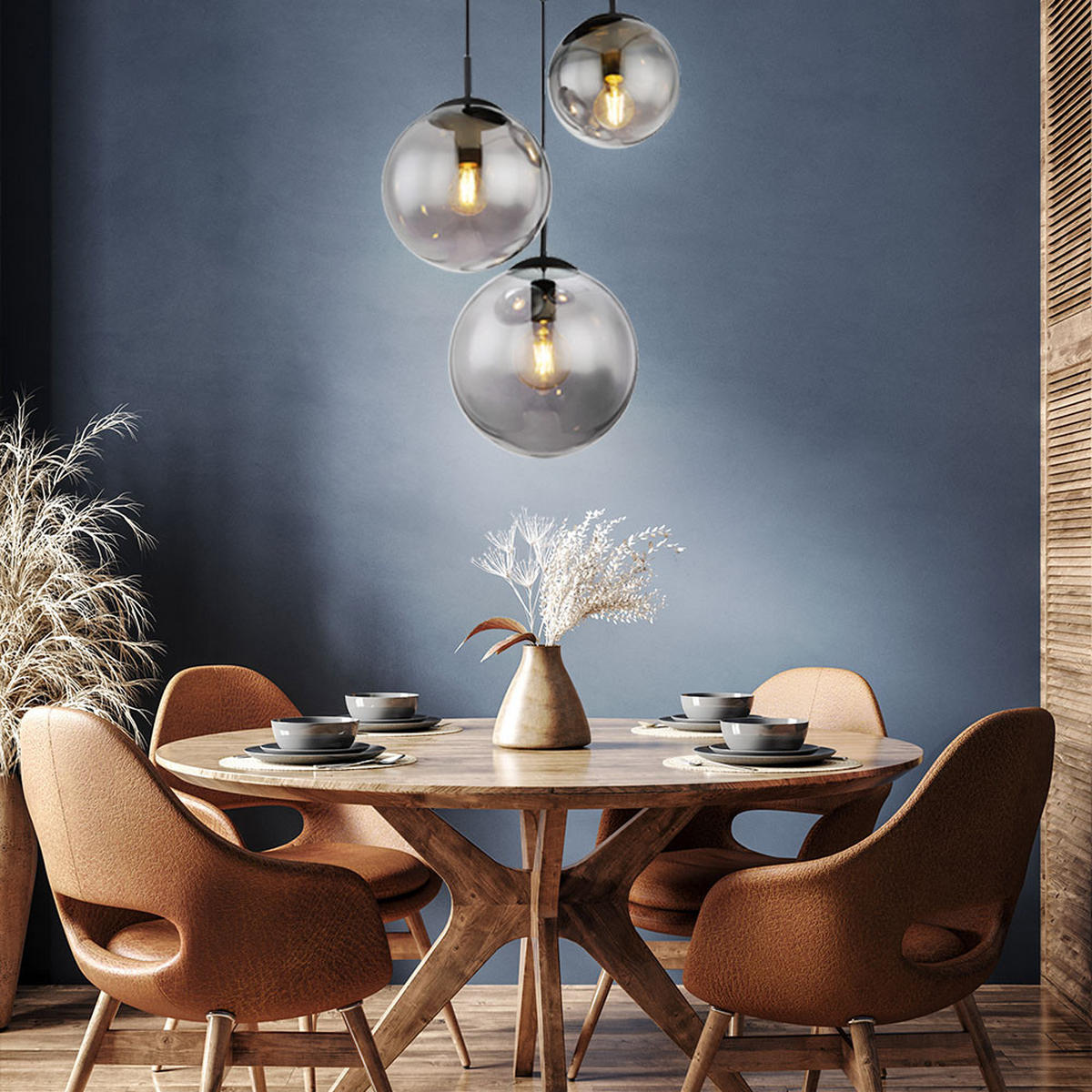 HÄNGELEUCHTE Metall Glas Schwarz Matt 3 Flammig - Schwarz, Glas (52/52/80cm) - Globo Lighting