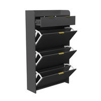 SCHUHSCHRANK modern, schwarz, obere Ablage, 1 Schublade, Fachaufteilung, praktisch - Schwarz, Holz (77.1/133.5/24.2cm) - EuroLiving