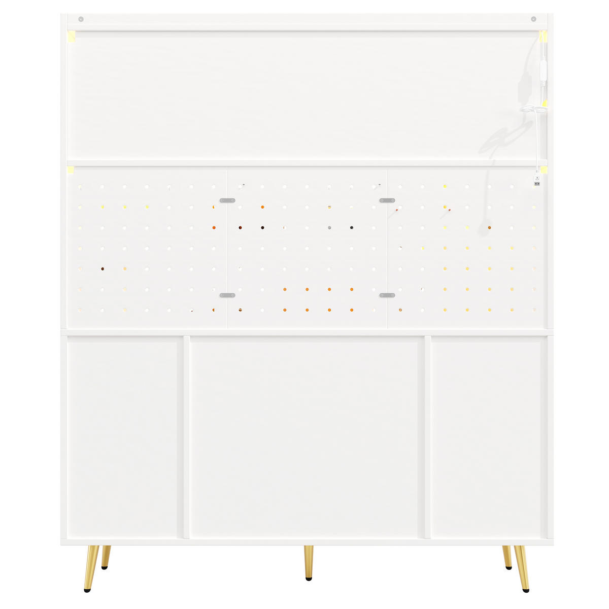 KÜCHENSCHRANK LED Lochwand Glastür Schublade Weiß - Weiß, Glas (145/171/39cm) - FLIEKS