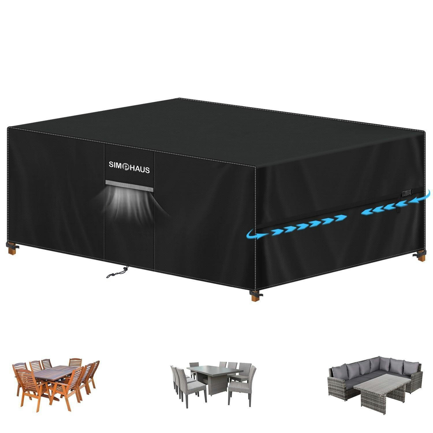 ABDECKPLANE Gartenmöbel 300x200x90cm Wasserdicht UV Beständig - Schwarz, Textil (300/200/90cm)