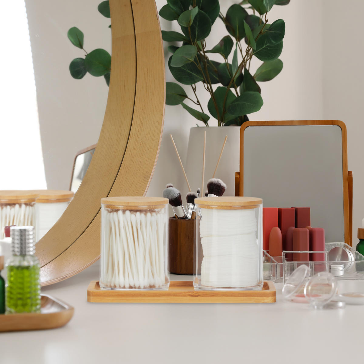 WATTESTÄBCHENBEHÄLTER - Multicolor, Holz/Kunststoff (19/10/9cm) - Relaxdays