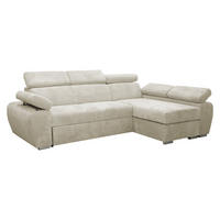 ECKSOFA Boston Mini Premium Cord 2RLC Seite: Rechts 2R+LC - Chromfarben/Beige, Holz/Textil (255/170cm) - MIRJAN24