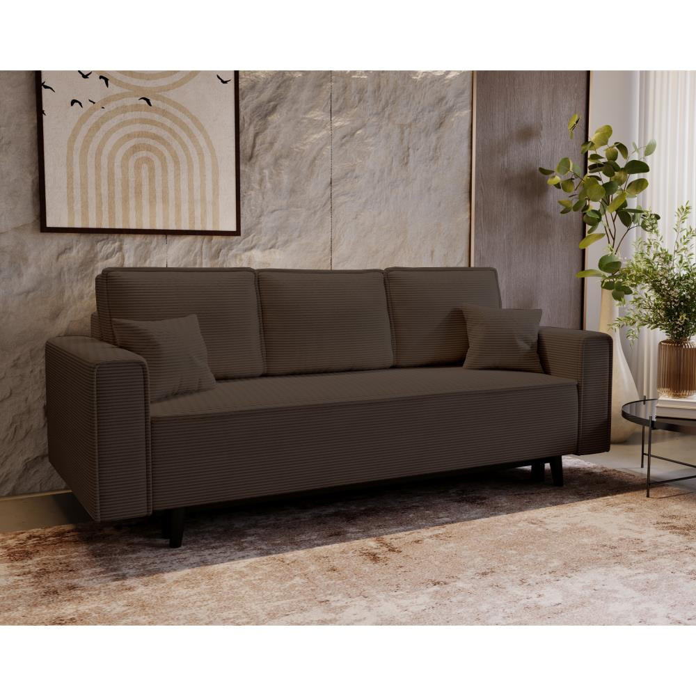 3-SITZER SOFA Monte mit Schlaffunktion braun - Braun, Textil (225/73/95cm) - Beautysofa