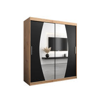 SCHWEBETÜRENSCHRANK 200/180/62 2-türig - Silberfarben/Schwarz, Holz/Kunststoff (180/200/62cm) - Abiks Möbel