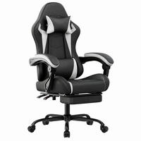 GAMING-STUHL ergonomisch PVC Black White - Weiß, Kunststoff (63/120.5/58.5cm) - Meubliv