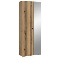GARDEROBENSCHRANK Evoke Eiche 70 x 192 cm, Schuhschrank mit Spiegel - Schwarz/Eiche Artisan, Glas/Holzwerkstoff (72/192/37cm) - Inn.Furn