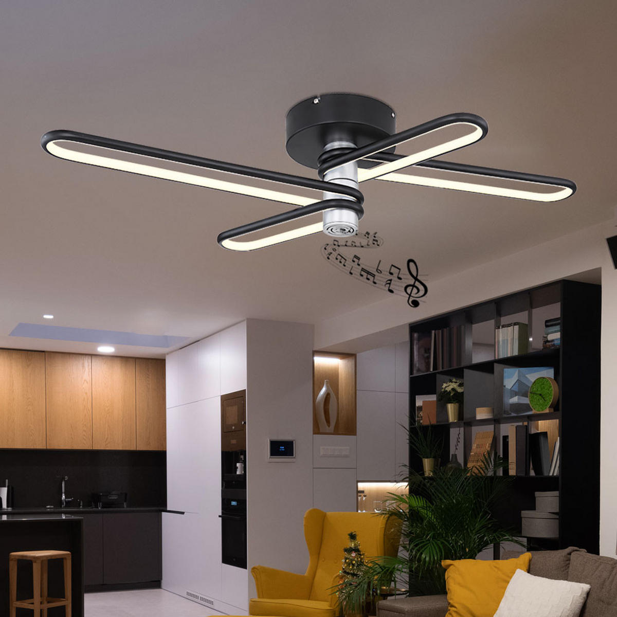 LED DECKENLEUCHTE Metall Schwarz Toppole - Schwarz, Metall (91.5/46.5/18.5cm) - Globo Lighting