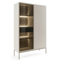 VITRINE Laval WTSZ104 – Kaschmir, mit LED-Beleuchtung - Kaschmir, Glas/Holzwerkstoff (104/166/39cm) - Komodee