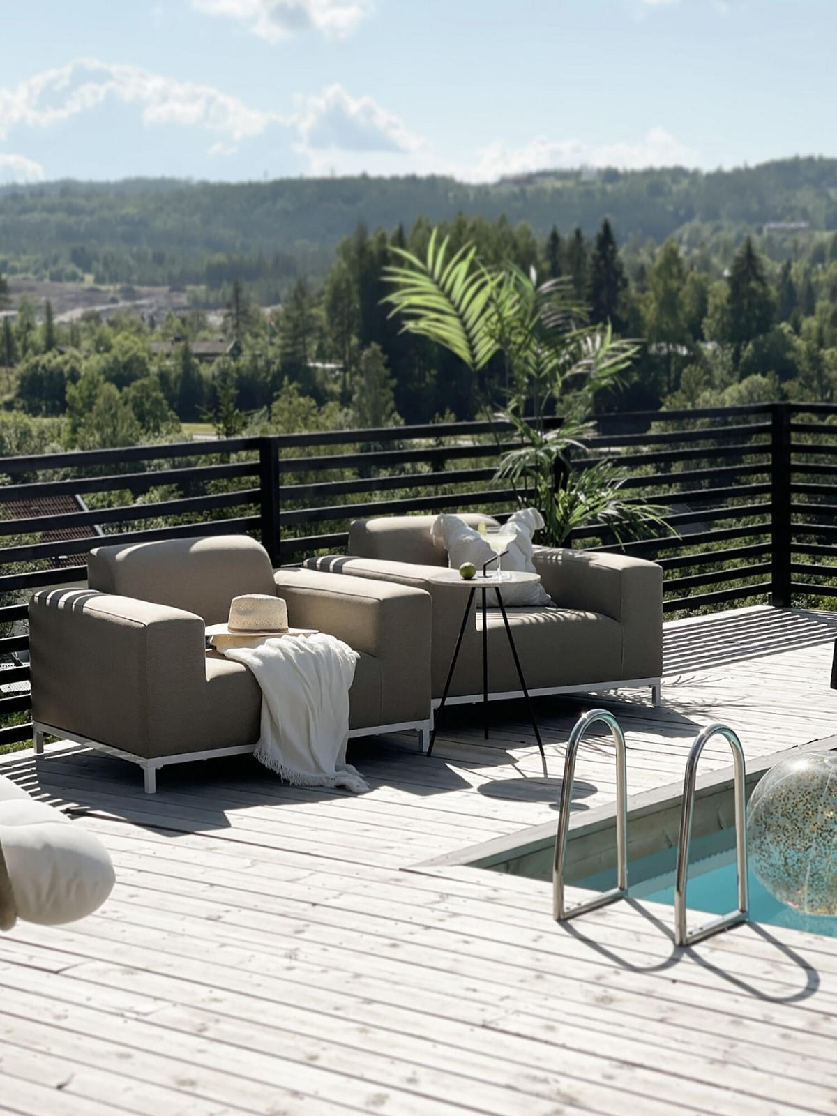 GARTENSESSEL 2er-SET beige/schwarzes Gestell Rovigo - Beige/Schwarz, Textil (105/68/84cm) - Beliani