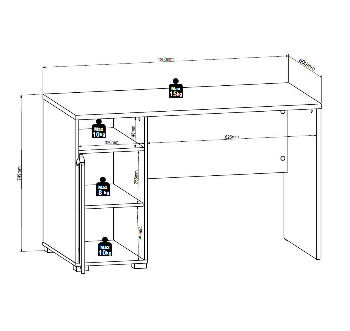 SCHREIBTISCH Chuck Mauvella Eiche / Kaschmir 120 / 60 / 75cm - Kaschmir/Eichefarben, Holz/Holzwerkstoff (60/120/75cm) - Feldmann-Wohnen