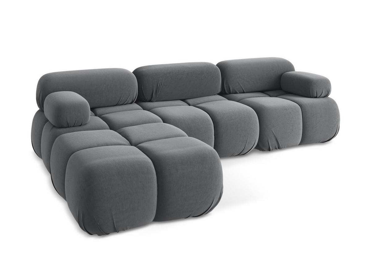 ECKSOFA Beidseitig Samt Stoff Grau - Dunkelgrau/Schwarz, Kunststoff/Textil (285/191cm) - Makamii