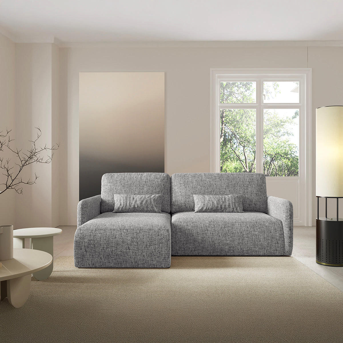 ECKSOFA Lazare 3 Sitzplätze Grau - Grau, Holz (207/148cm) - Petits-meubles
