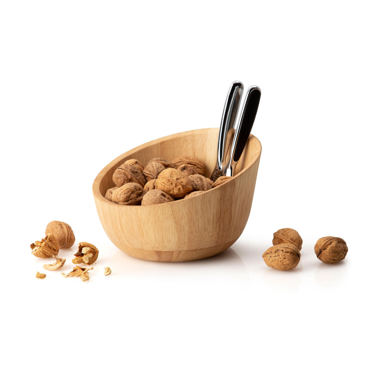 NUSSSCHALE mit Qualitätsknacker, Gummibaumholz, 19.5 x 19 x 12.5 cm - Braun, Holz (19/12.5/19.5cm) - Continenta