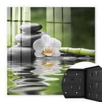SCHLÜSSELBOX Schwarz 30x30 cm- Türöffnung nach rechts - Zen-Orchidee - Grün, Metall (30/30/5cm) - TULUP