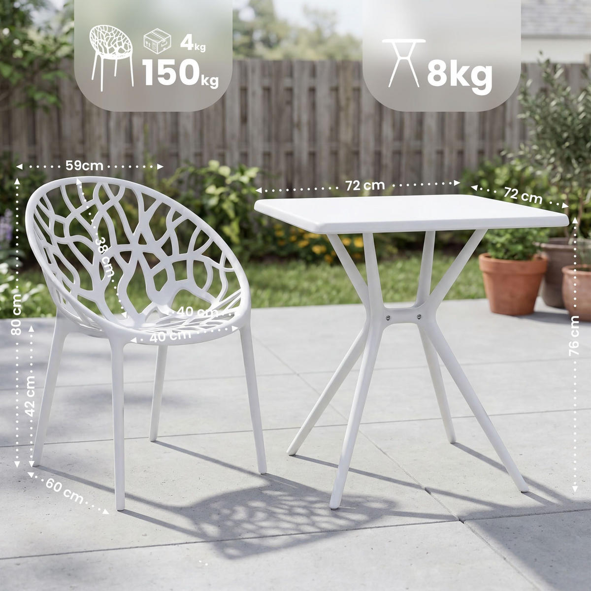 GARTENSITZGRUPPE 2 Kunststoff Weiß - Weiß, Kunststoff - CLP
