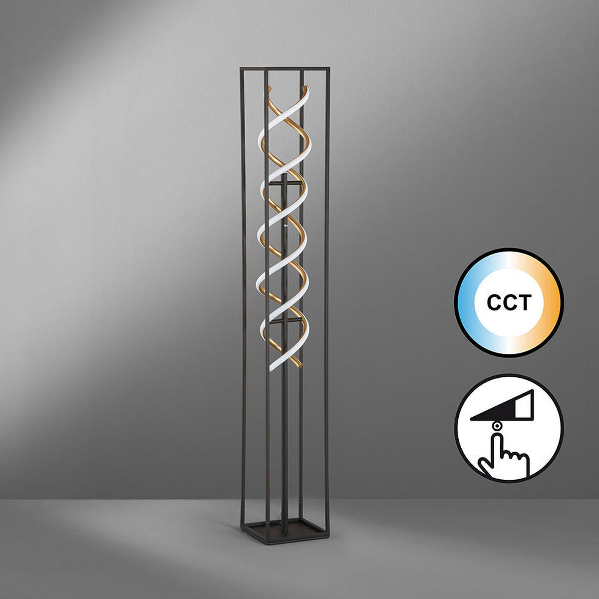LED STEHLEUCHTE GIAN Schwarz Gold - Schwarz, Metall (20/20/135cm)