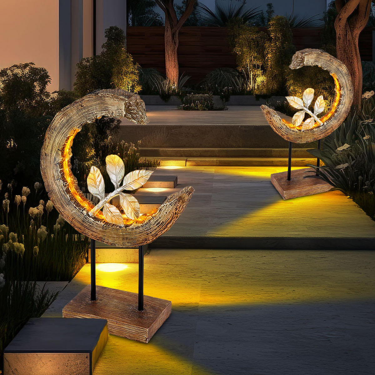 LED AUSSENLEUCHTE Holzoptik Braun - Braun, Metall (24/10/52cm) - Globo Lighting