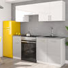 KÜCHENZEILE LECO 180 grau glanz weiss glanz - Weiß Hochglanz/Grau, Holzwerkstoff (180/82/46cm) - roe furniture