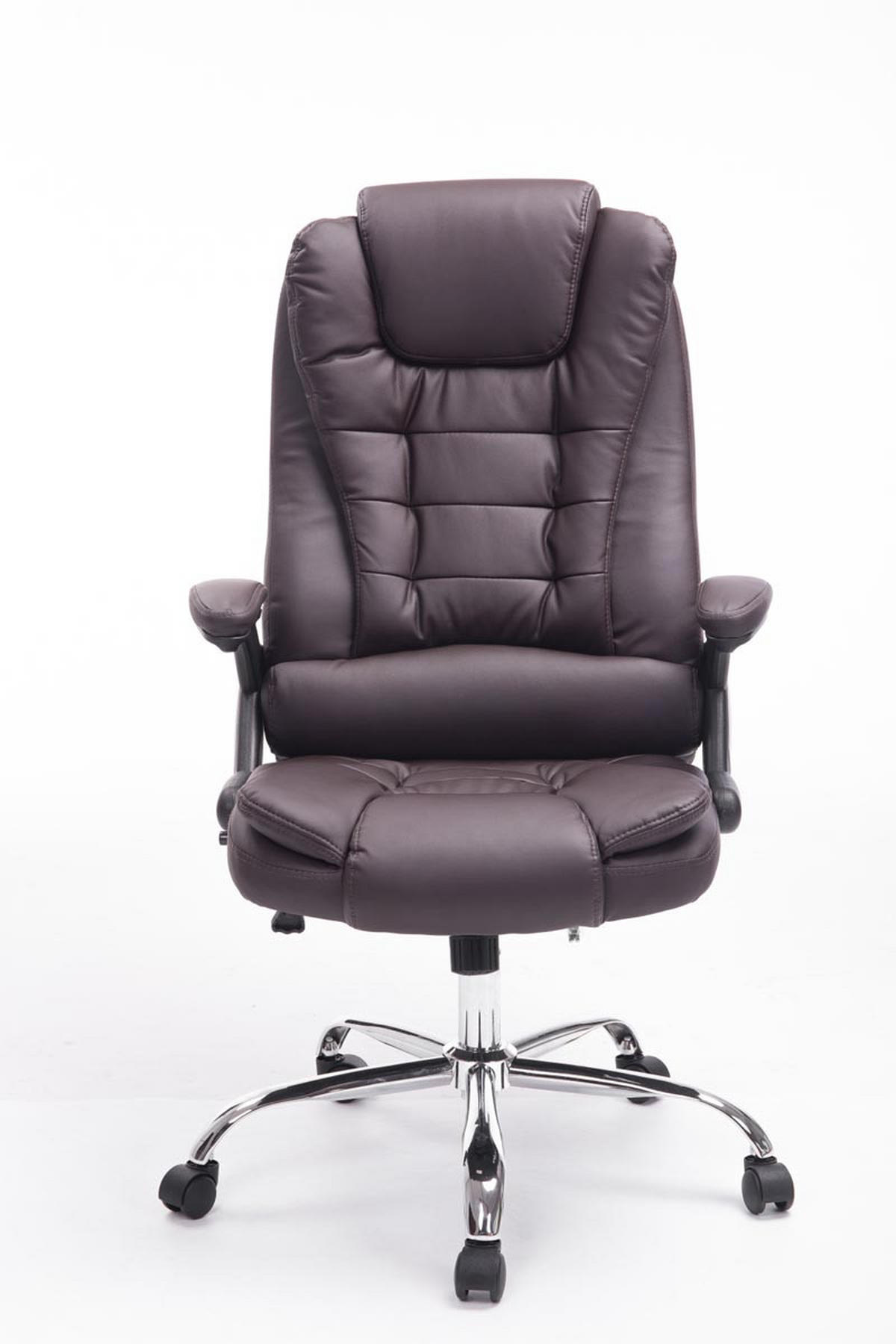 CHEFSESSEL Lederlook braun - Chromfarben/Braun, Textil/Metall (69.5/113/78cm) - CLP