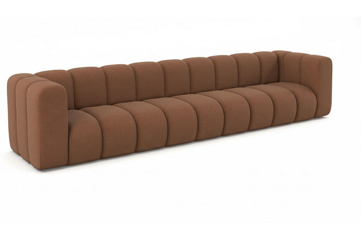 COUCH, Fünfsitzer-Sofa Grand, Veloursstoff Salvador, Dunkelbraun - Dunkelbraun, Holz (314/70/87cm) - Kaiser Möbel