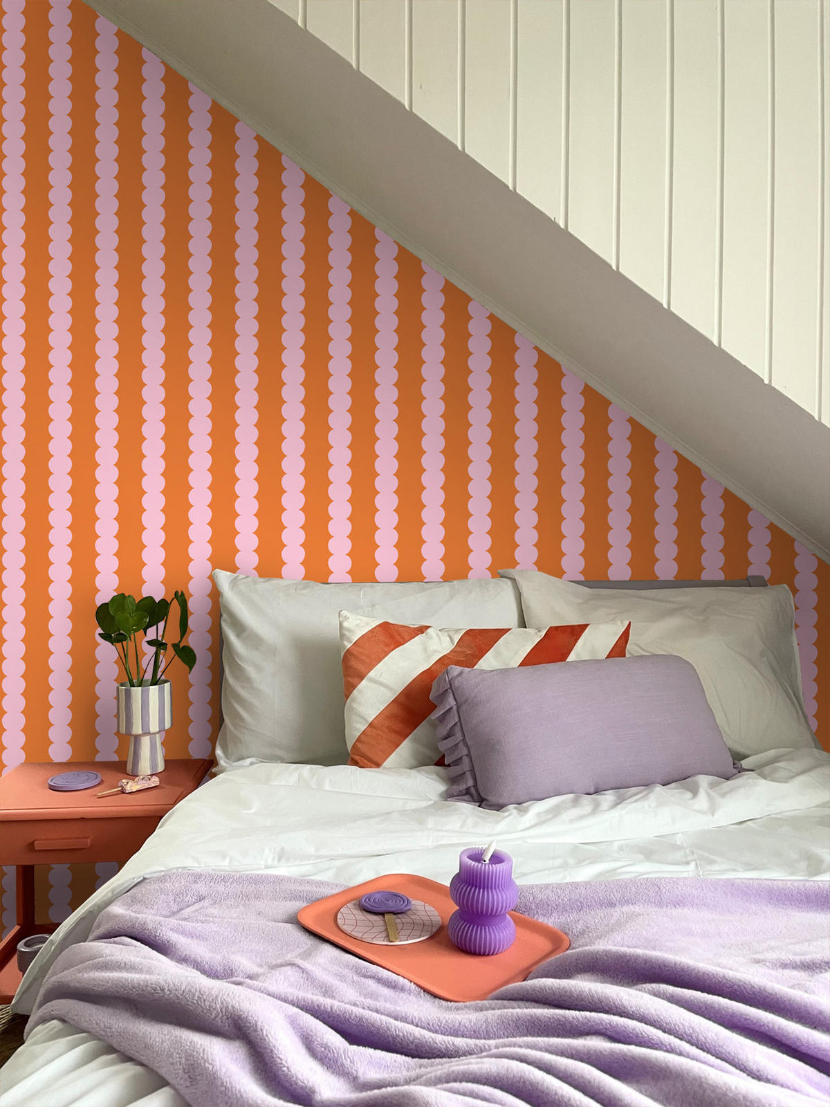 TAPETE grafisches Muster 0.53 x 10.05 m - Pink, Papier (53/1000cm) - ESTAhome