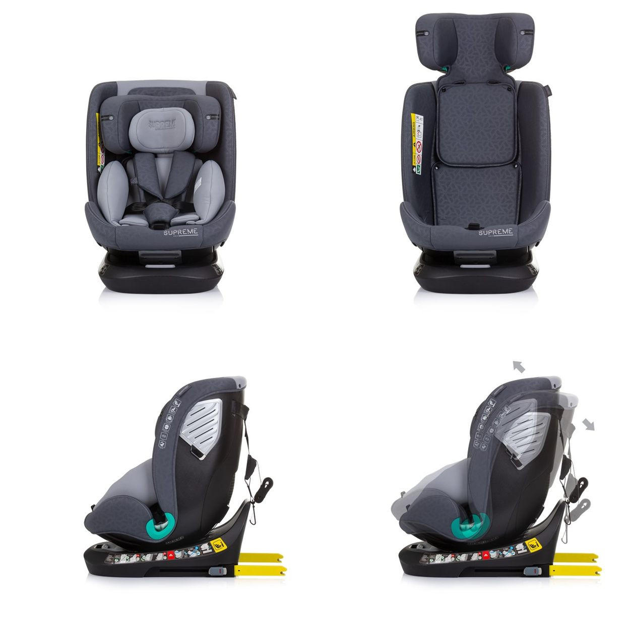 KINDERSITZ i-Size Supreme grau (40-150 cm) verstellbar 360° drehbar Isofix - Grau, Kunststoff (44/75/45cm) - Chipolino