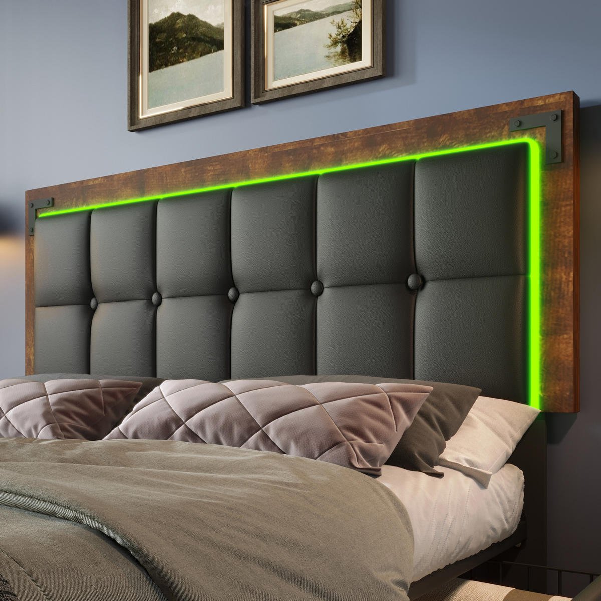 POLSTERBETT 160/200 cm mit LED-Beleuchtung, 4 Schubladen & höhenverstellbarem Kopfteil,Schwarz - Schwarz, Kunststoff (160/200cm) - Redom