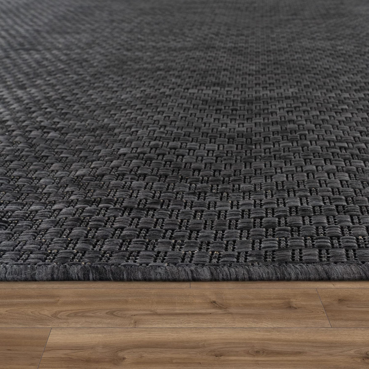 TEPPICH Kurzflor Unifarben Wohnzimmer schmutzabweisend Anthrazit Rechteckig 300x400 - Anthrazit, Textil (300/400cm) - KADIMA DESIGN