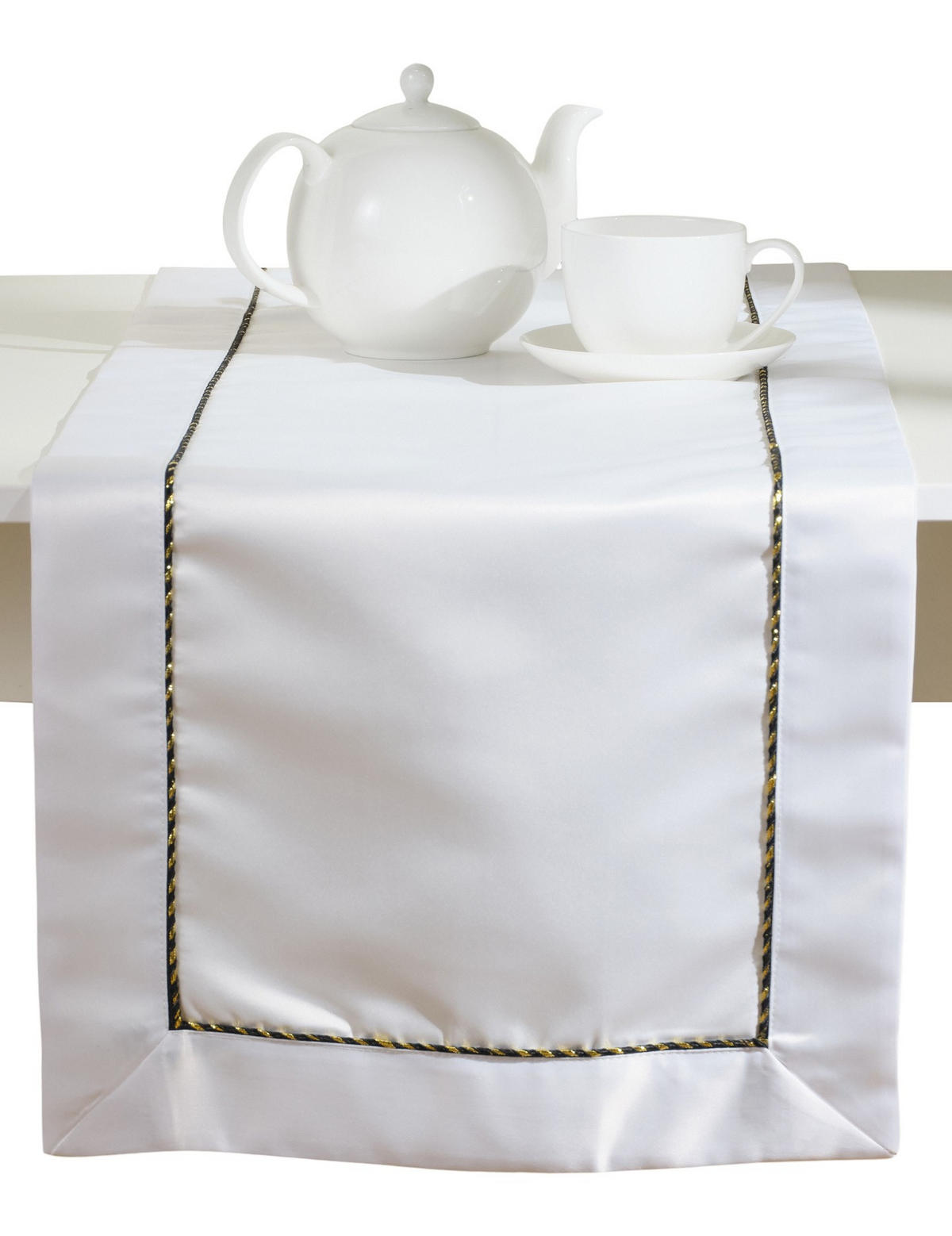TISCHLÄUFER Kris - Weiß, Textil (180/40/1cm) - home&you