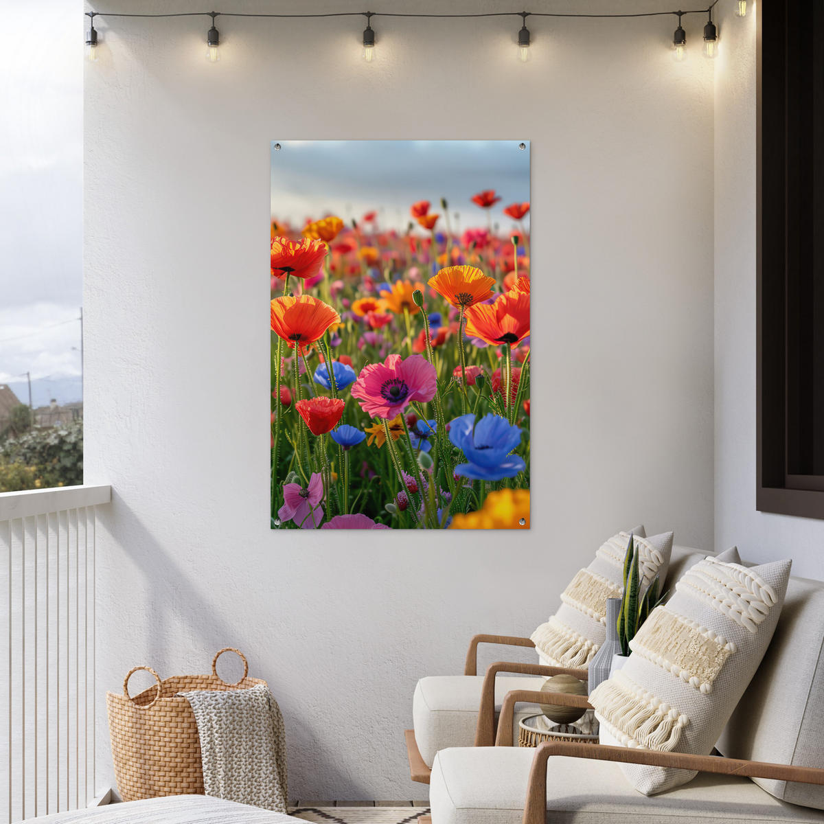 ZAHRADNÍ PLAKÁT Květiny - Mák - Barevné - Příroda 80x120 cm - tmavě oranžová, plast (80/120/0.2cm) - OnlyWow