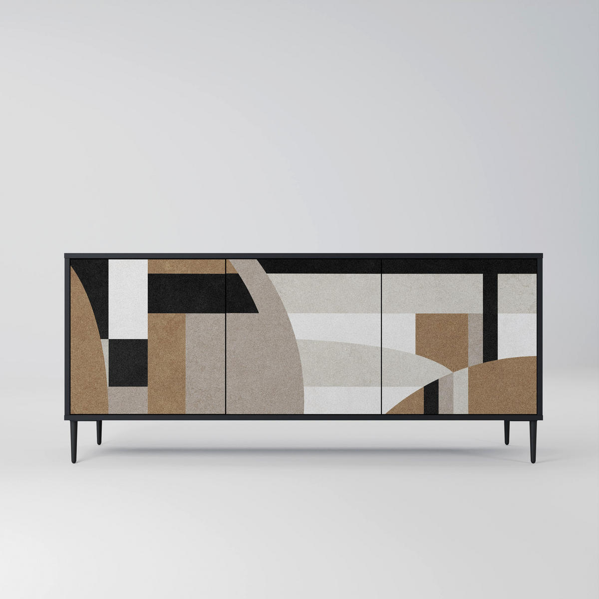 SIDEBOARD DELICATE MEMENTO, Eicheneffekt, 164,5x42x77,5 cm, 3 Türen - Eichefarben/Buchefarben, Holzwerkstoff/Buchenholz (164.5/77.5/42cm) - SpaceRebels