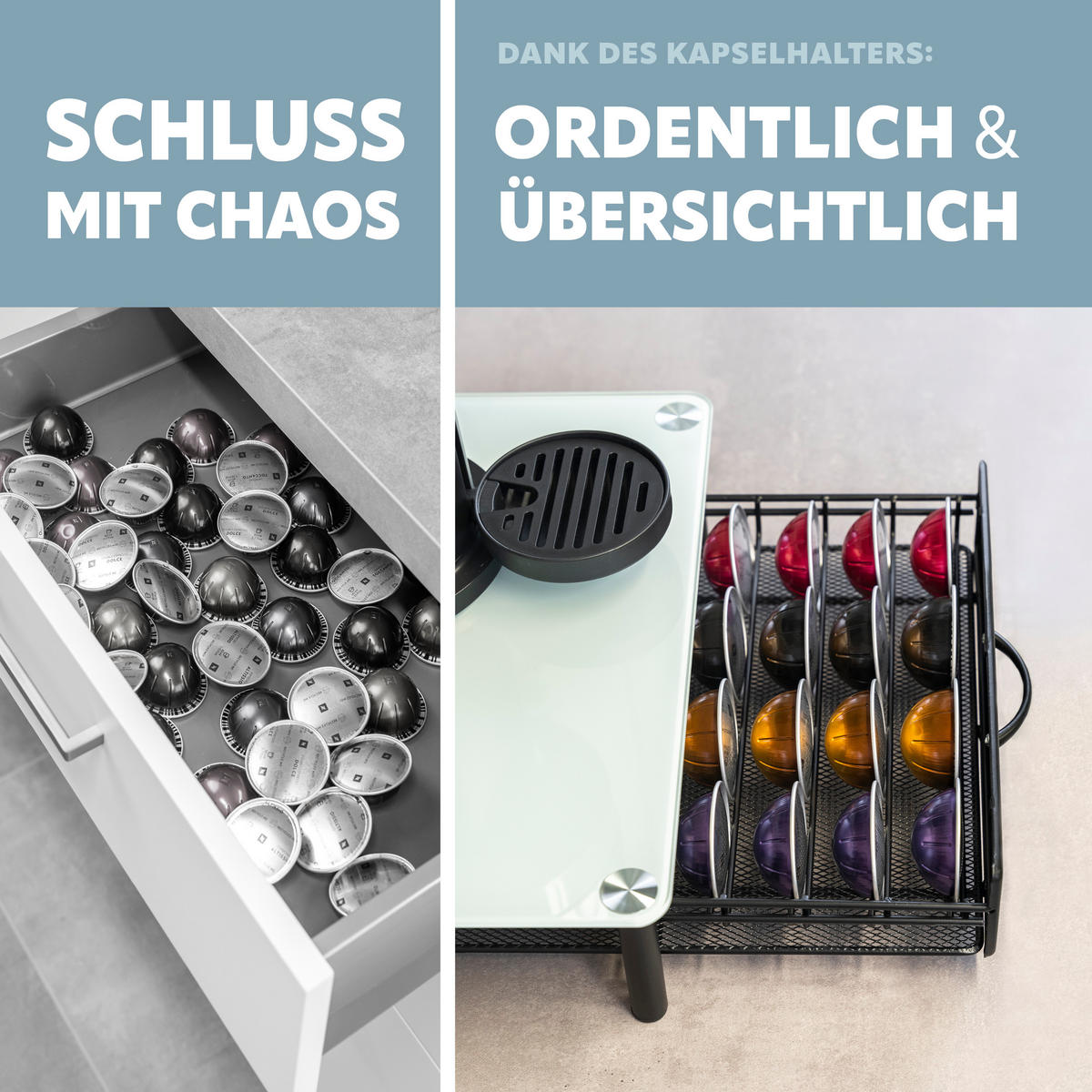 GLAS-KAPSELHALTER, für Nespresso, weiß - Weiß, Metall (33.5/9/41cm) - eluno