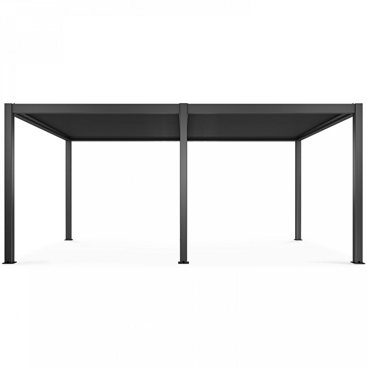 PERGOLA 3x6m, motorisiert mit 2 Markisen, Grau - Grau, Metall (266/250/574cm) - Oviala