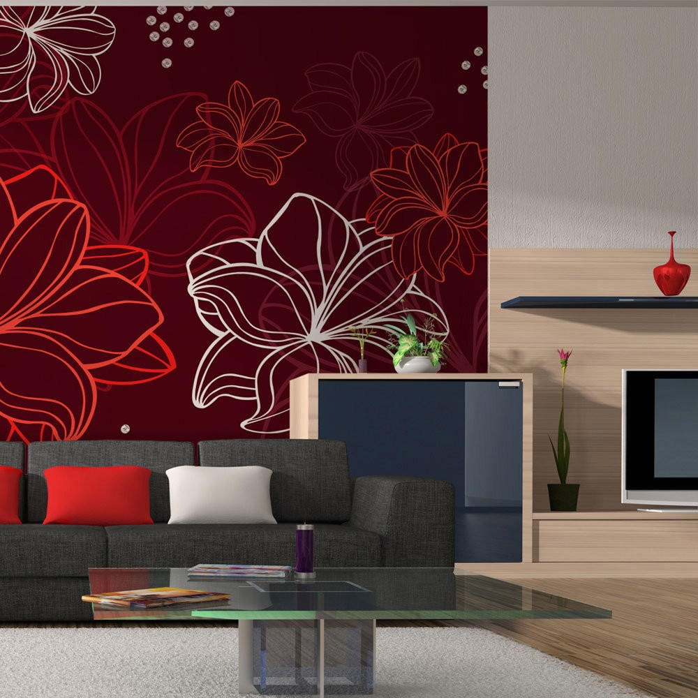 VLIESTAPETE Rot 250/193 cm - Rot/Weiß, Textil (250/1cm) - KUNSTLOFT