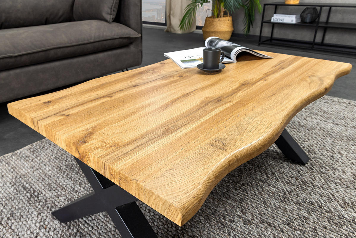 COUCHTISCH WILD Wildeiche rechteckig Braun|Schwarz 90cm - Schwarz/Braun, Holz/Metall (60/90/39cm) - riess-ambiente