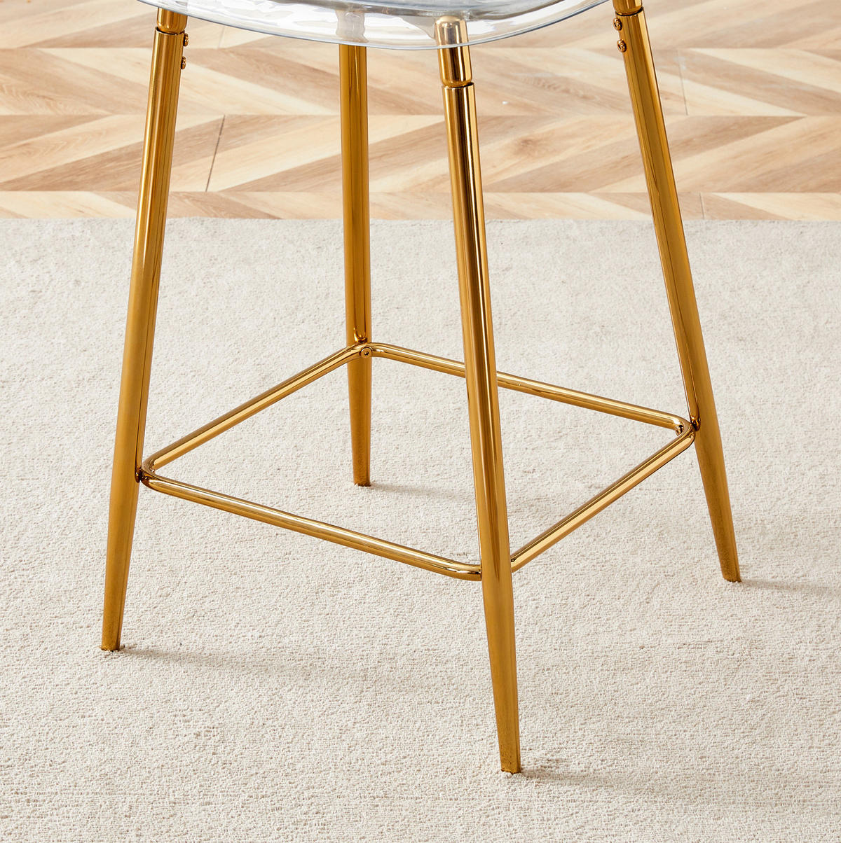 BARHOCKER transparent mit Metallgestell und Fußstützen - Goldfarben, Kunststoff (45/102/51cm) - MIVRAY