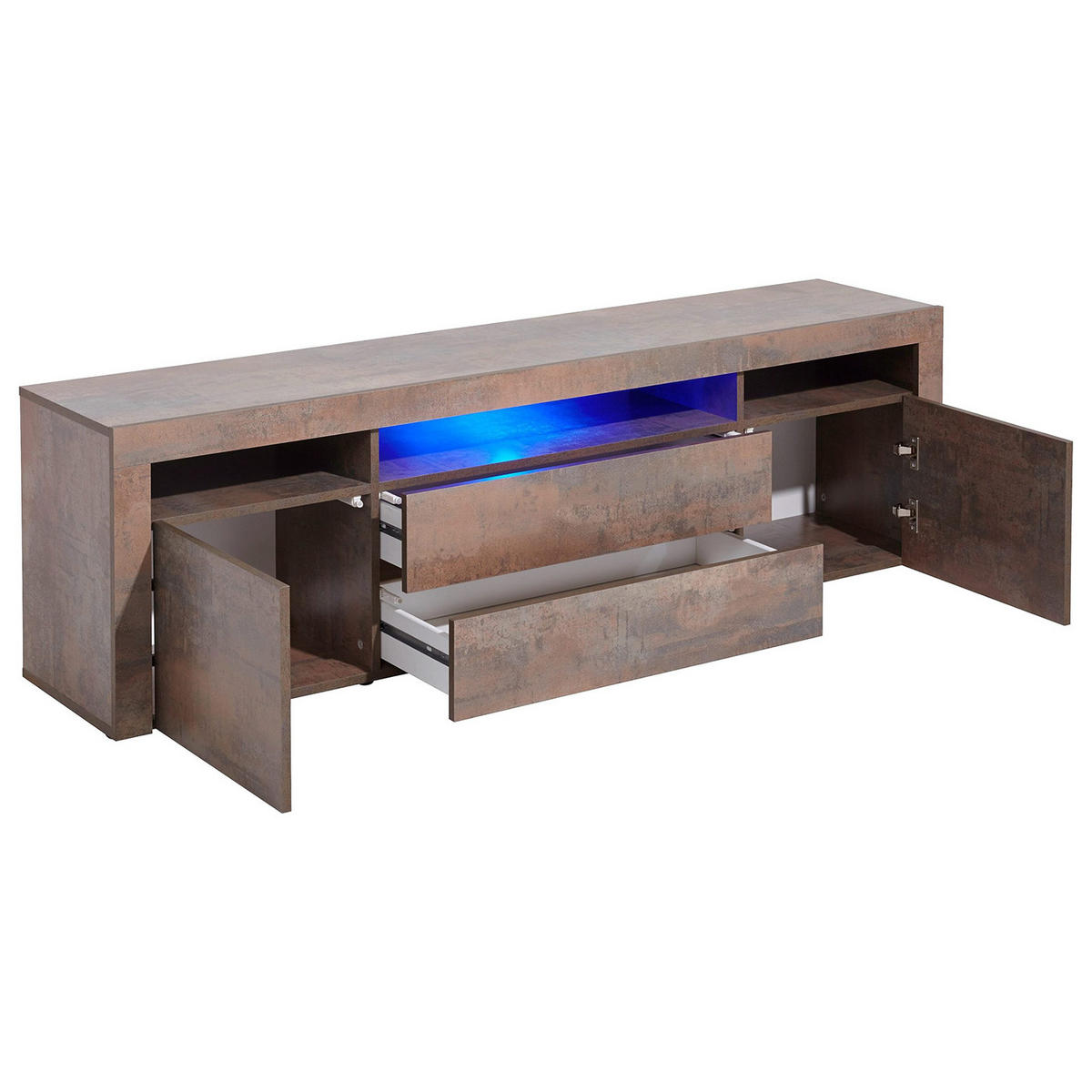 LOWBOARD Denver Beton Oxid Optik - Hellgrau, Holzwerkstoff (166/49/35cm) - Vladon