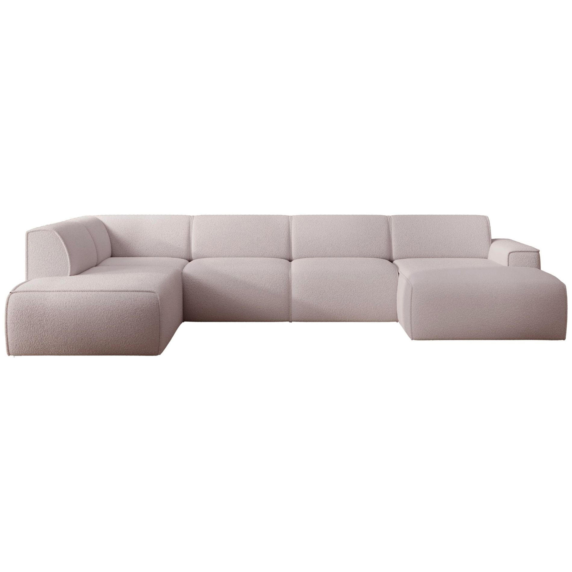 WOHNLANDSCHAFT Bouvi Beige links - Beige/Schwarz, Kunststoff/Textil (378/220cm) - Selsey